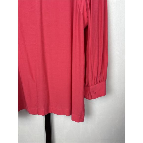 IRO Paris Sense Button Detail Crepe Blouse Pink Mock Neck Women's 8 Statement - Picture 13 of 16